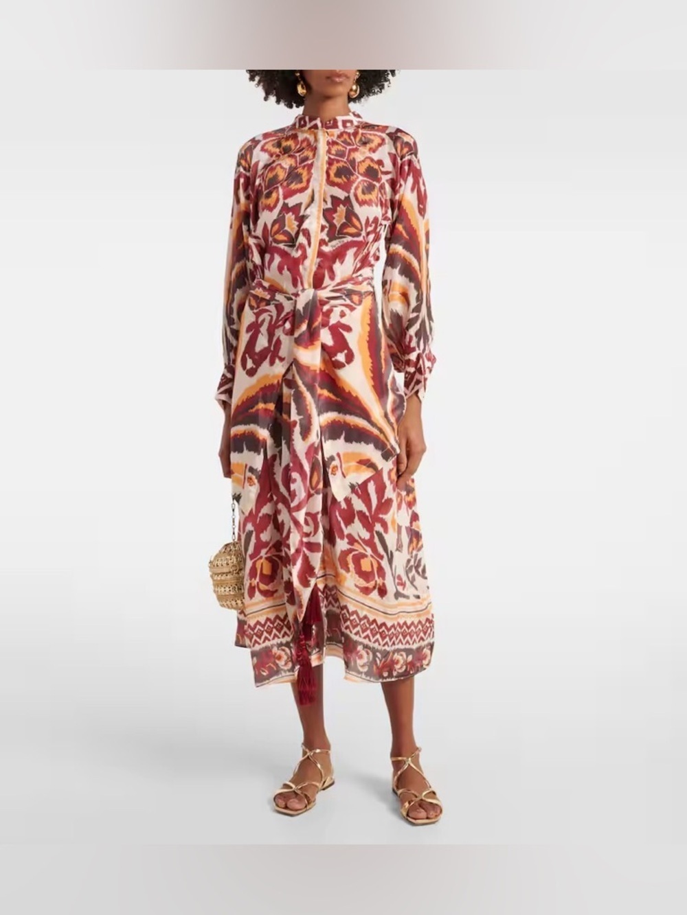 FARM RIO Tie Front Long Sleeve Shirtdress M